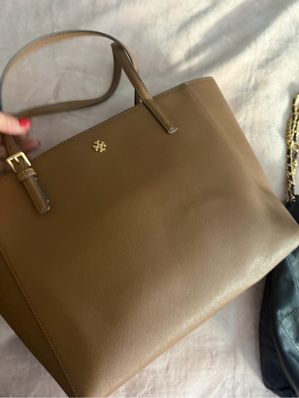 Tory Burch Tan Leather Tote with Gold Logo